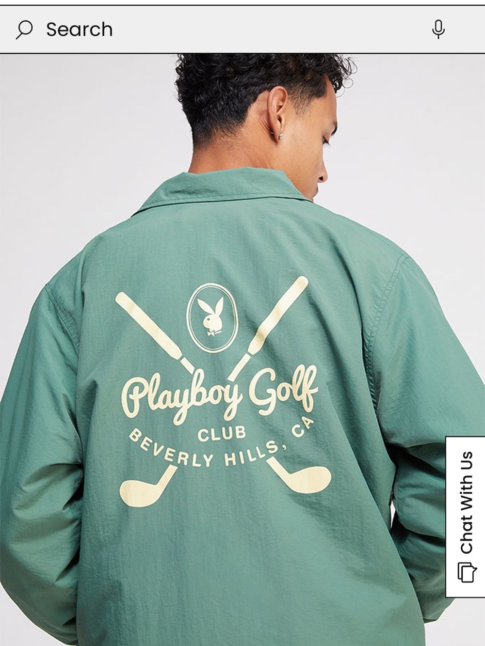 Playboy Golf Club Green Snap Windbreaker Jacket Drawstring Lightweight PacSun Lg